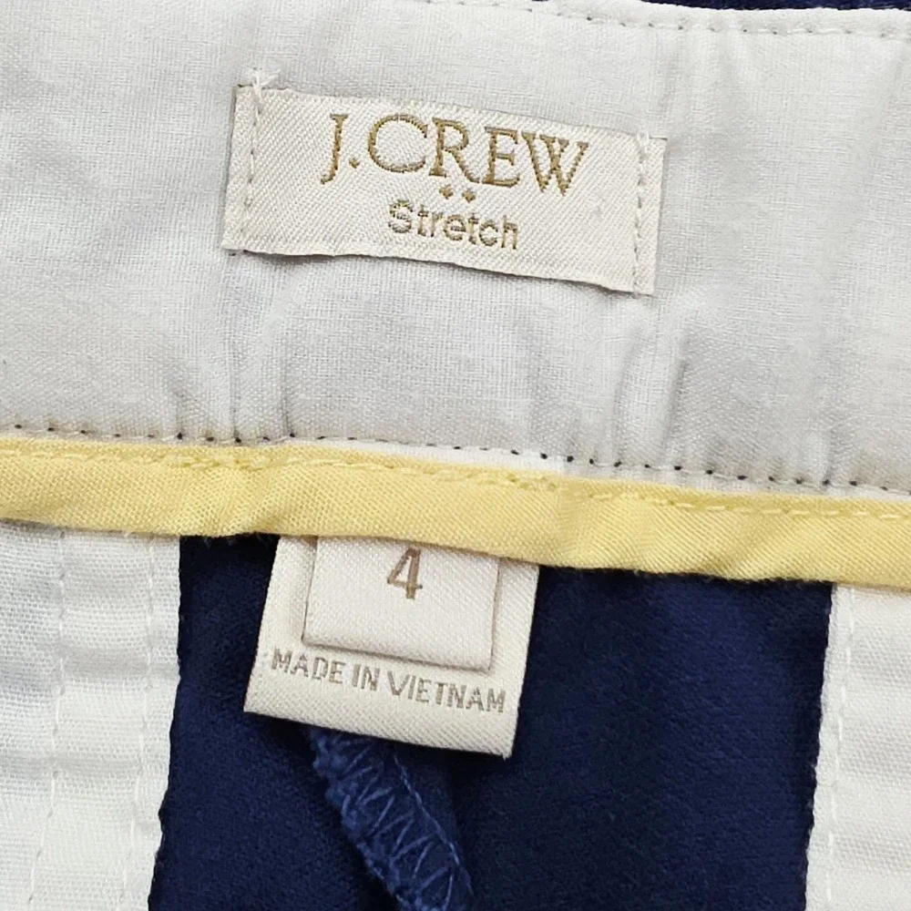J. Crew Chino Pants Navy Blue Stretch Straight Leg Crop‎ Women's Size 4 Casual